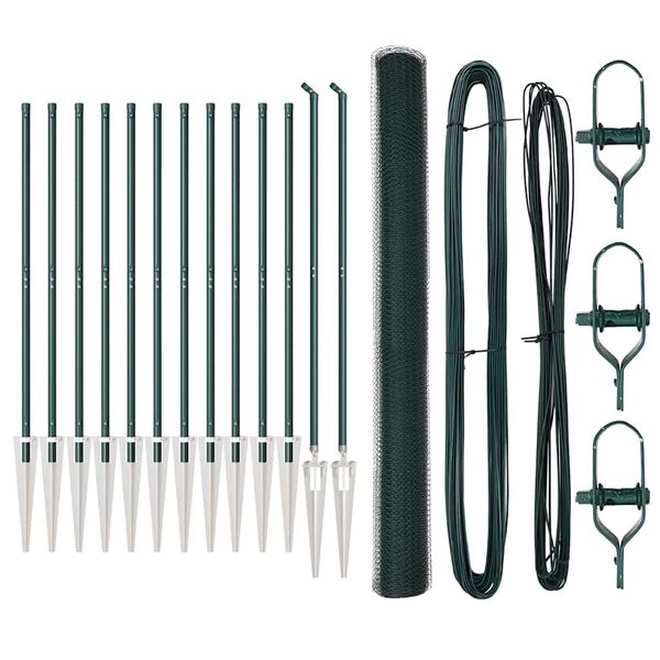 vidaXL Poteau de cl&ocirc;ture. Vert 25 x 1,6 m (maille de 25 mm)