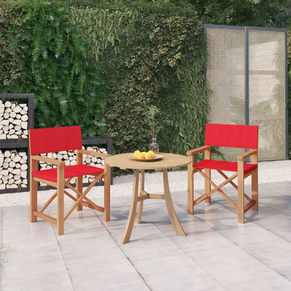 vidaXL Chaises de metteur en sc&egrave;ne lot de 2 Bois de teck massif Rouge