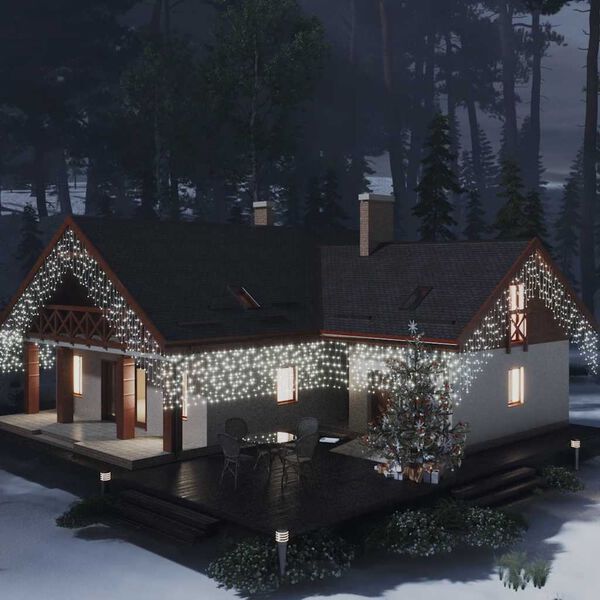 vidaXL Rideau lumineux &agrave; gla&ccedil;ons LED 10m 400LED Blanc froid 8fonctions