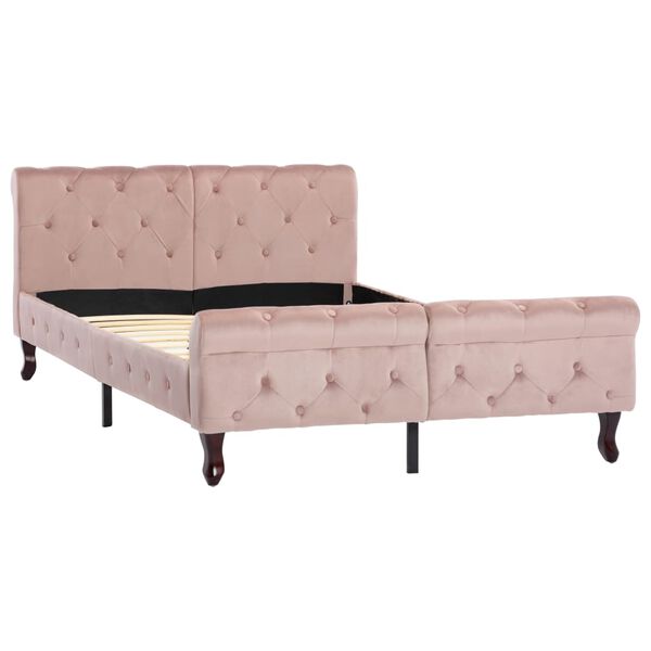 vidaXL Cadre de lit sans matelas Rose Velours 120x200 cm