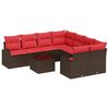 vidaXL Ensemble de Canap&eacute;s 9 pc 8-Nombre de places Marron et rouge