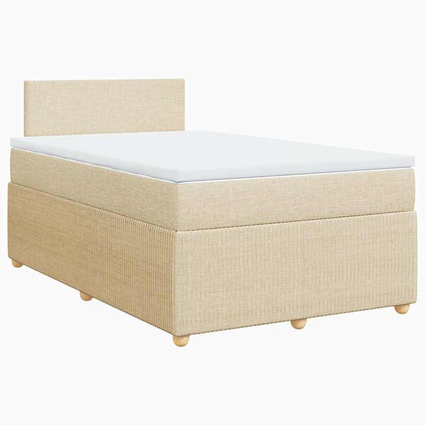 vidaXL Sommier &agrave; lattes de lit avec matelas cr&egrave;me 120x190 cm tissu