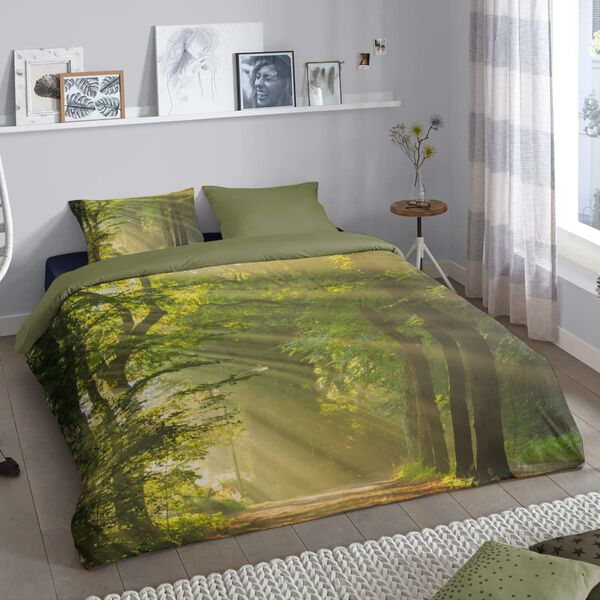 Good Morning Housse de couette WOODS 140x200/220 cm Vert