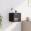 vidaXL Table de chevet avec porte en verre noir 35x37x35 cm