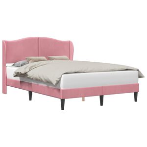 vidaXL Cadre de lit avec t&ecirc;te de lit Rose 140 x 190 cm Velours