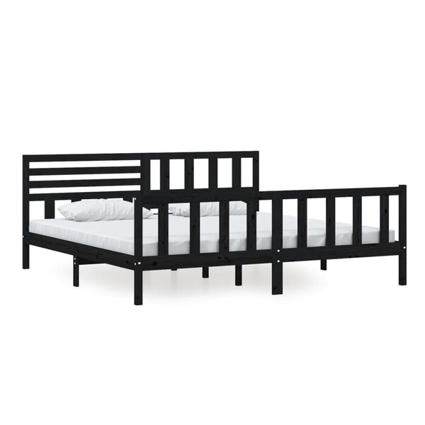 vidaXL Cadre de lit sans matelas noir bois massif 200x200 cm