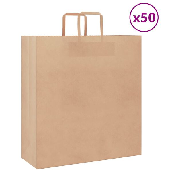 vidaXL Sacs en papier 50 pcs avec poign&eacute;es marron 45x17x48 cm