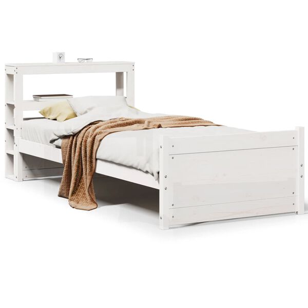 vidaXL Cadre de lit avec tête de lit sans matelas blanc 75x190 cm