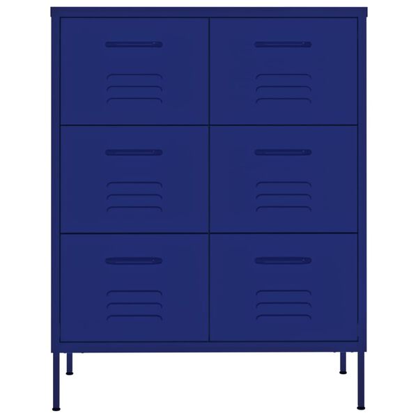 vidaXL Armoire à tiroirs Bleu marine 80x35x101,5 cm Acier