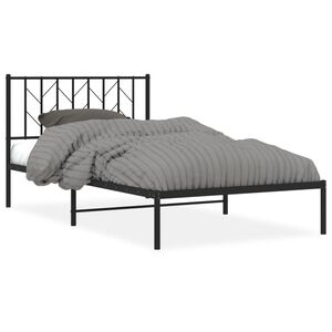 vidaXL Cadre de lit m&eacute;tal sans matelas avec t&ecirc;te de lit noir 107x203cm