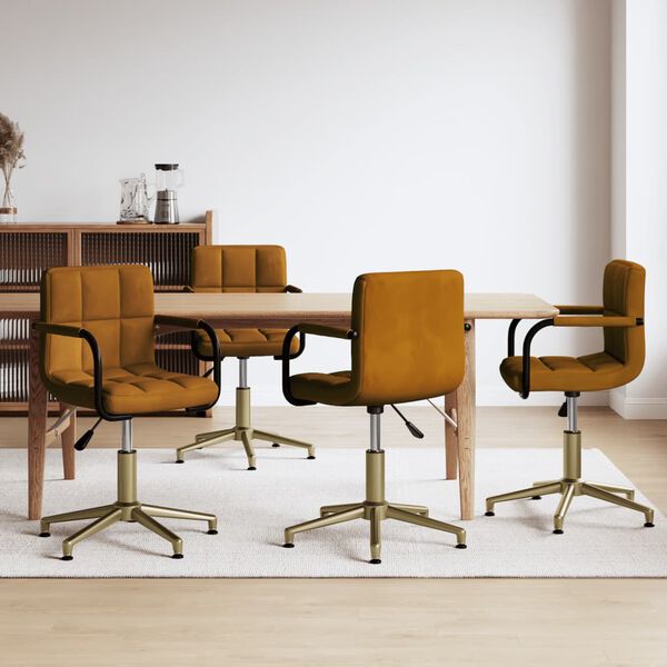 vidaXL Chaises pivotantes &agrave; manger lot de 4 marron velours