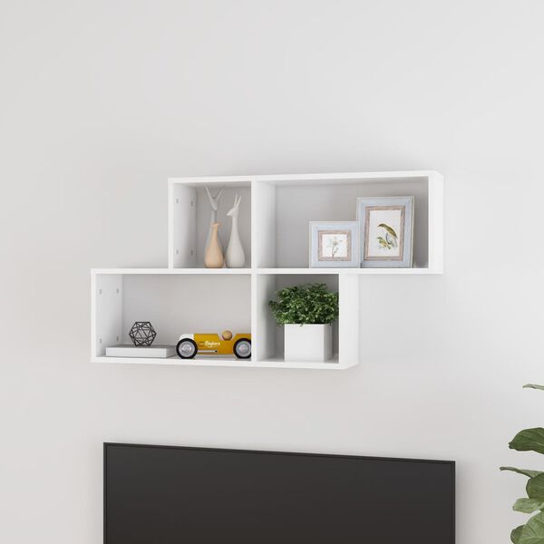 vidaXL &Eacute;tag&egrave;re murale Blanc brillant 100x18x53 cm Bois d&rsquo;ing&eacute;nierie