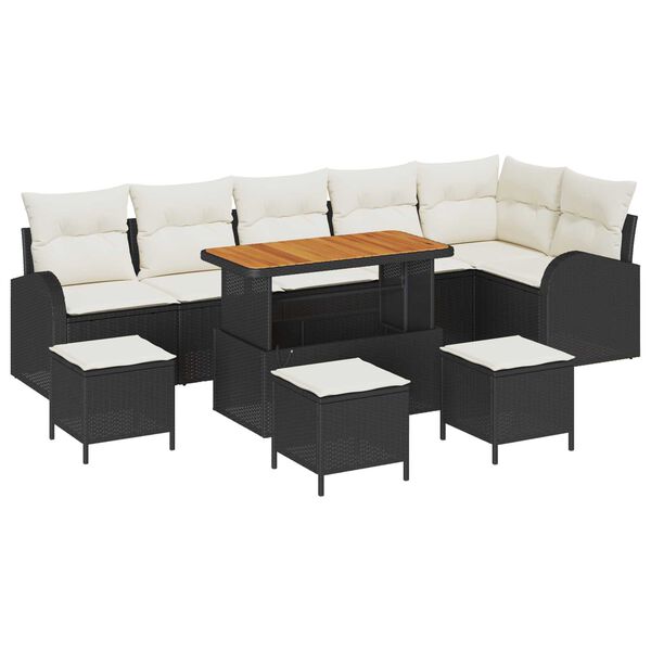 vidaXL Ensemble de canap&eacute; de jardin 10 pcs Noir Poly rotin