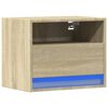 vidaXL Table de chevet murale avec lumi&egrave;res LED ch&ecirc;ne sonoma