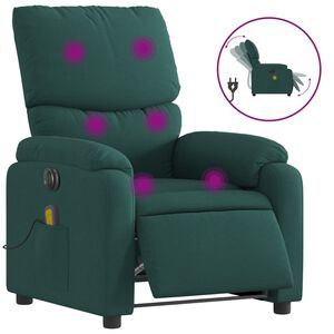 vidaXL Fauteuil de massage inclinable &eacute;lectrique Vert fonc&eacute; Tissu