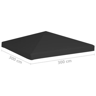 vidaXL Toile de toit de belvédère 270 g/m² 3x3 m Noir