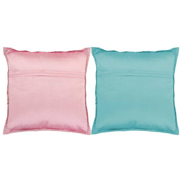 vidaXL Coussin Patchwork lot de 2 fait &agrave; la main Rose/turquoise