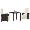 vidaXL Ensemble de salle &agrave; manger pour jardin 3 pcs Marron polyrotin