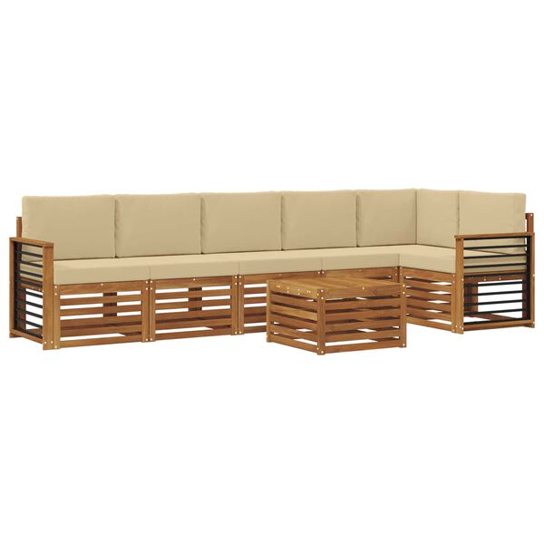 vidaXL Ensembles de canap&eacute;s avec coussin 7 pcs Naturel et Beige