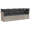 vidaXL Salon de jardin 4 pcs avec coussins gris clair r&eacute;sine tress&eacute;e