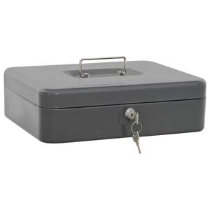 vidaXL Coffre &agrave; cash avec verrouillage Gris fonc&eacute; 30 x 24 x 9 cm Acier