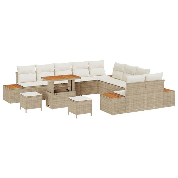 vidaXL Ensemble de canap&eacute; de jardin avec coussin Beige Poly rotin