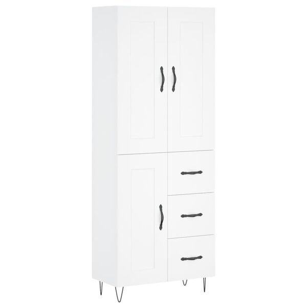 vidaXL Buffet haut Blanc 69,5x34x180 cm Bois d'ing&eacute;nierie