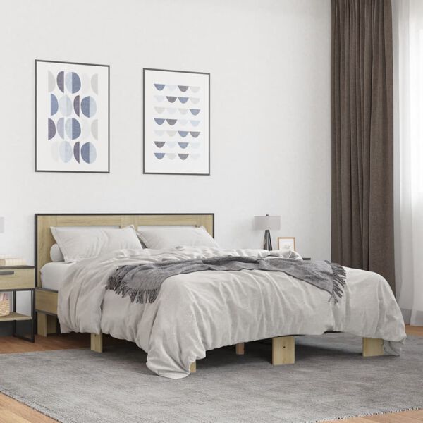 vidaXL Cadre de lit sans matelas ch&ecirc;ne sonoma 140x190 cm