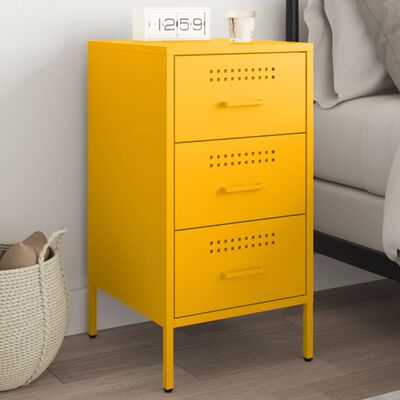 vidaXL Table de chevet jaune moutarde 36x39x68 cm acier laminé à froid