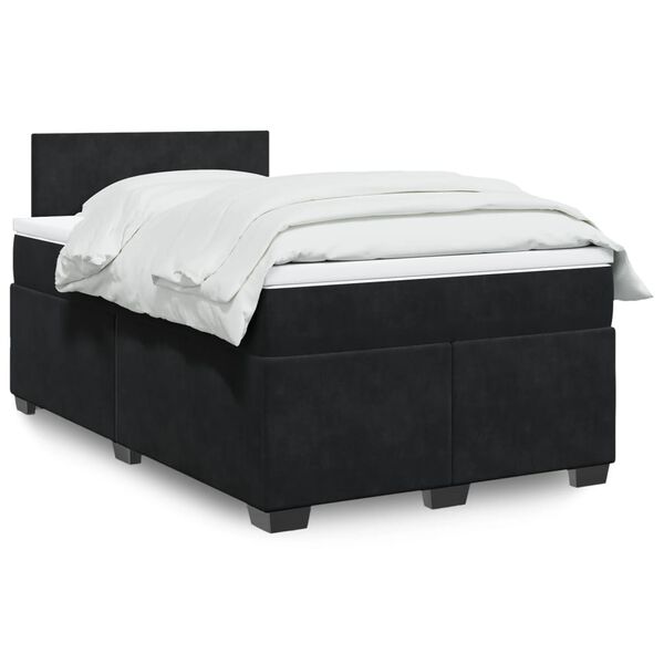 vidaXL Sommier &agrave; lattes de lit avec matelas Noir 120x200 cm Velours