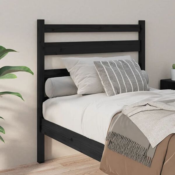 vidaXL T&ecirc;te de lit Noir 81x4x100 cm Bois massif de pin