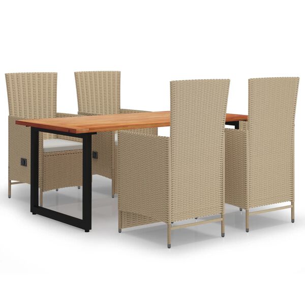 vidaXL Ensemble &agrave; manger de jardin avec coussins 5 pcs r&eacute;sine tress&eacute;e
