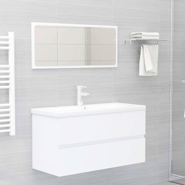 vidaXL Meubles de salle de bain blanc bois d'ing&eacute;nierie