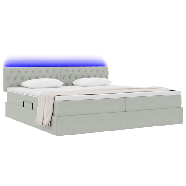 vidaXL Lit avec rangement et LED Gris clair 200 x 200 cm Velours