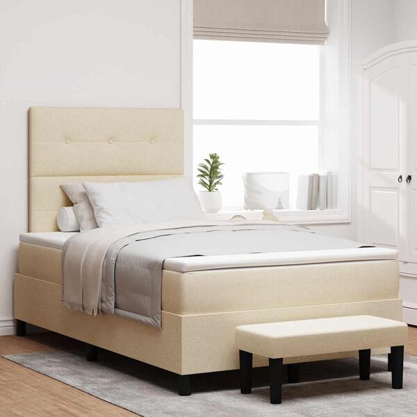 vidaXL Lit &agrave; ressorts avec matelas Cr&egrave;me 120 x 200 cm tissu
