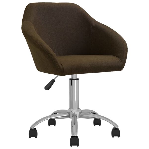 vidaXL Chaise pivotante de salle &agrave; manger Marron fonc&eacute; Tissu