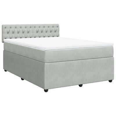 vidaXL Sommier à lattes de lit et matelas Gris clair 140x200cm Velours