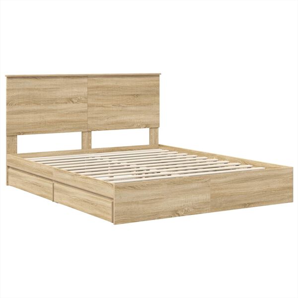 vidaXL Lit de Rangement Ch&ecirc;ne Sonoma 160 x 200 cm Bois d'ing&eacute;nierie