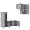 vidaXL Unit&eacute;s murales TV 4 pcs gris b&eacute;ton bois d'ing&eacute;nierie