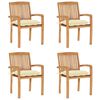 vidaXL Chaises de jardin empilables avec coussins lot de 4 Teck solide