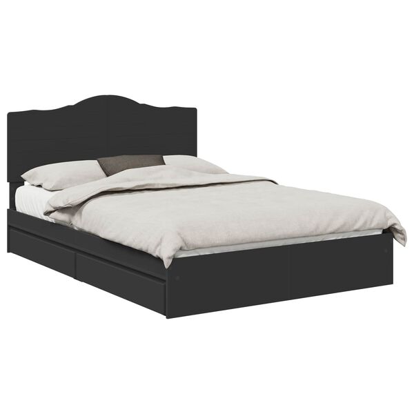 vidaXL Lit de Rangement Noir 140 x 190 cm Bois d'ing&eacute;nierie