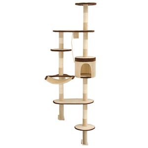 vidaXL Arbre &agrave; chat en sisal Montage mural 194 cm Beige et marron