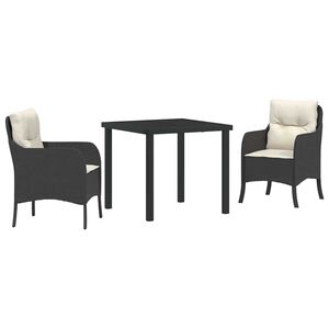 vidaXL Ensemble de salle &agrave; manger pour jardin 3 pcs Noir polyrotin