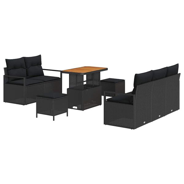 vidaXL Ensemble de canap&eacute; de jardin avec coussin 8 pcs Noir
