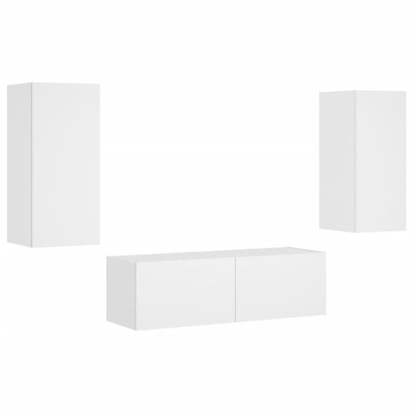 vidaXL Meuble TV muraux 3 pcs avec lumi&egrave;res LED blanc