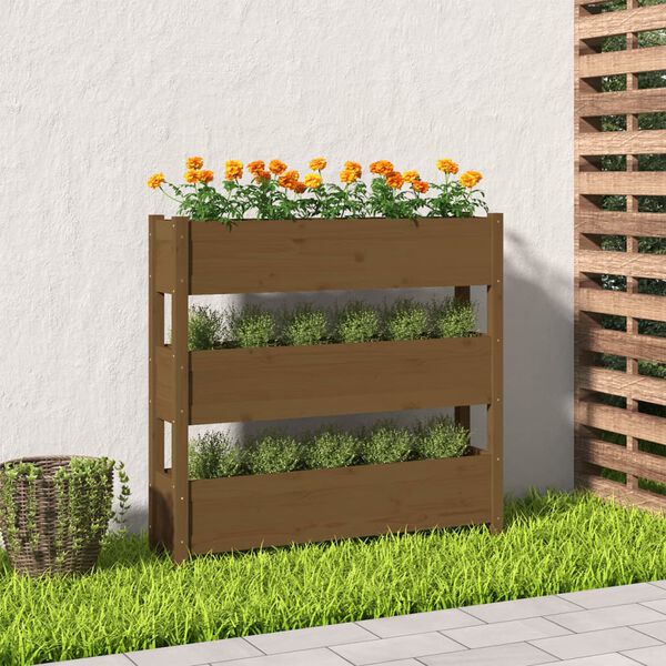 vidaXL Jardini&egrave;re Marron miel 112x25x104,5 cm Bois massif de pin