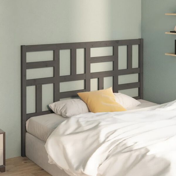 vidaXL T&ecirc;te de lit Gris 126x4x104 cm Bois massif de pin