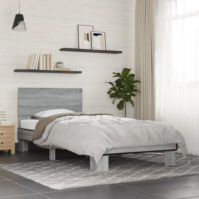 vidaXL Cadre de lit sans matelas sonoma gris 100x200 cm