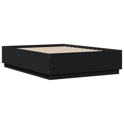 vidaXL Cadre de lit avec LED sans matelas noir 120x190 cm