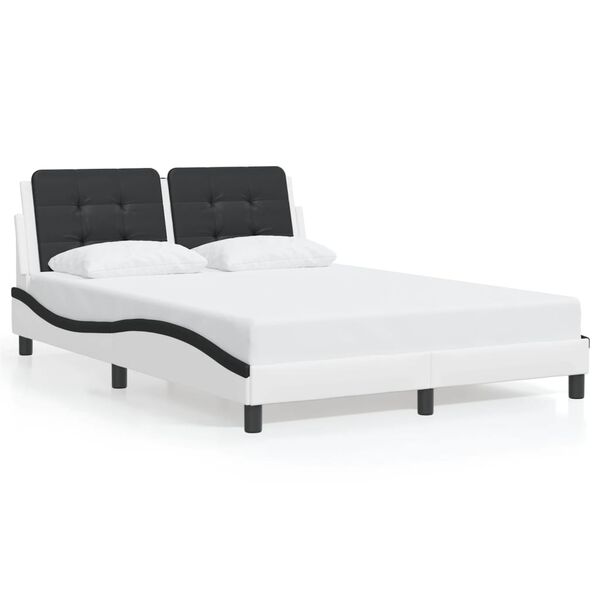 vidaXL Cadre de lit avec LED sans matelas Zadar blanc et noir 140x190 cm